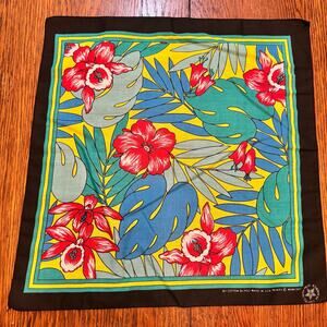 VTG Wamcraft Bandana Handkerchief Tropical Floral Orchids Western RN14193 USA